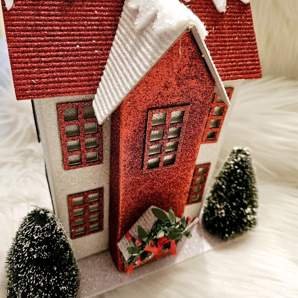 Vintage Large Christmas Putz Cardboard House - Picture 7 of 12